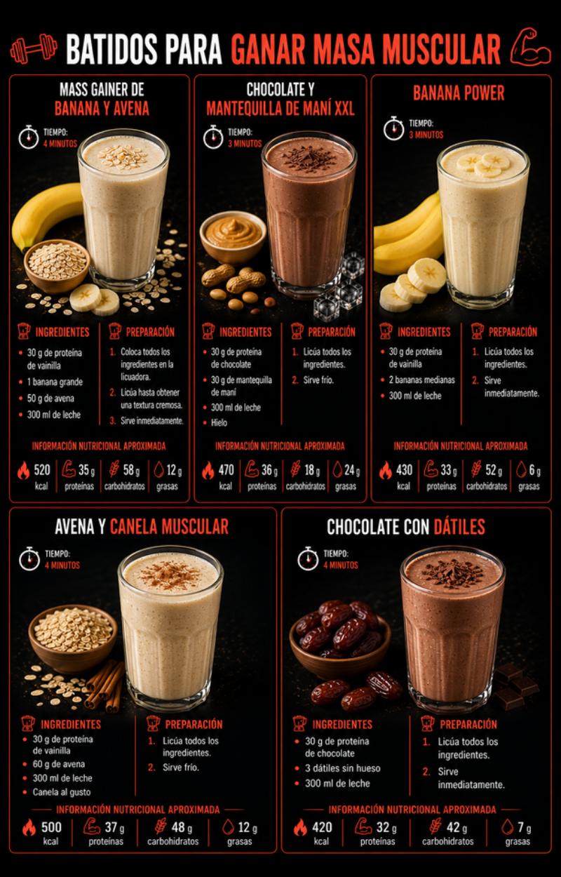 Páginas reales de batidos para ganar masa muscular