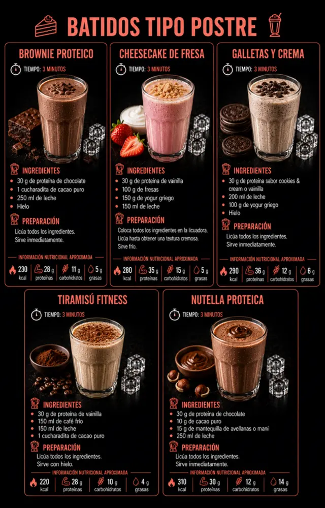 Páginas reales del recetario de shakes tipo postre
