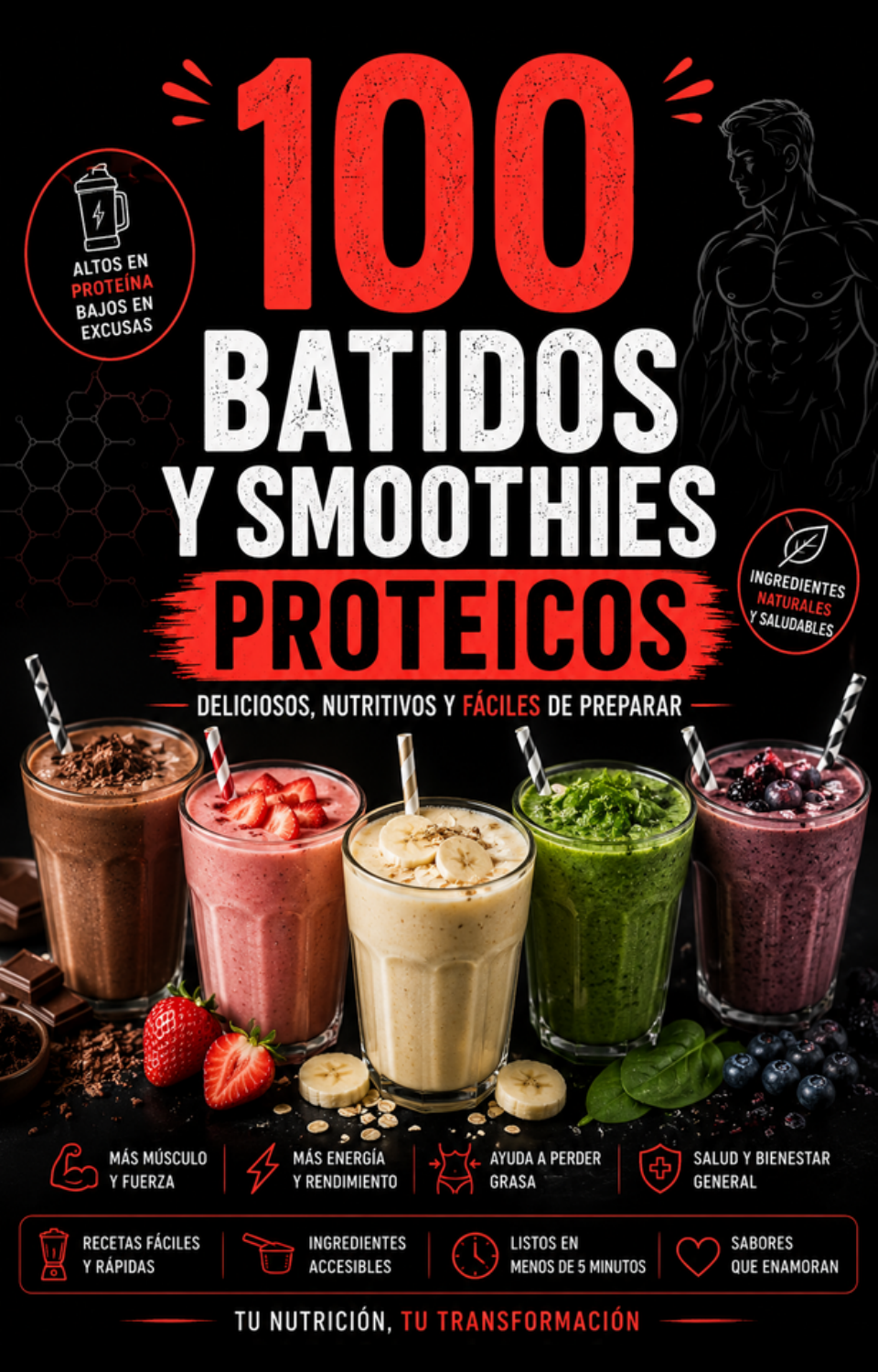 Portada de 100 Batidos y Smoothies Proteicos